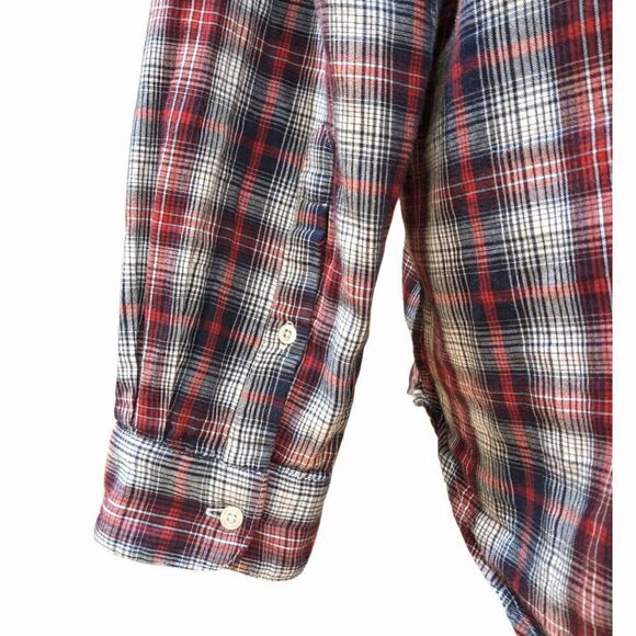 Birds Of Paradis By Trovata California Tartan Plaid Button Up shirt Size Large - Picture 7 of 11